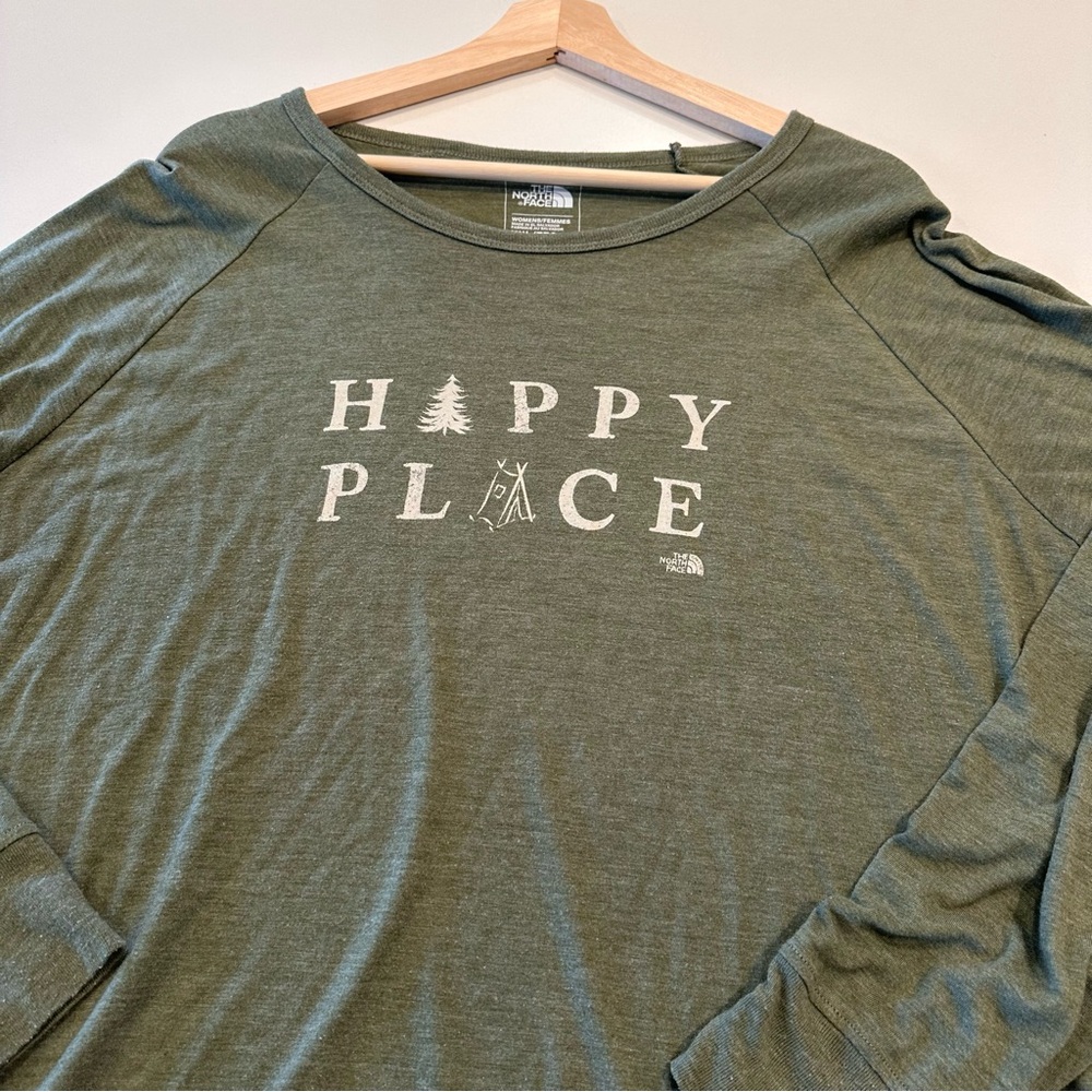 The North Face Olive Green "Happy Place" Long Sleeve Tee - Picture 6 of 6